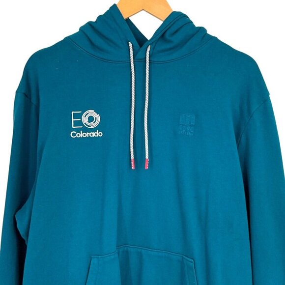NWT Topo Designs Dirt Hoodie Pond Blue Size XL *LOGO* Pullover Organic Cotton - Picture 2 of 10